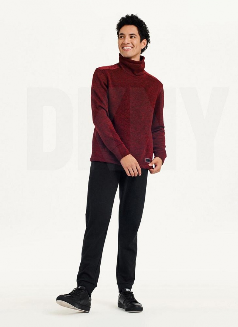 Red DKNY Funnel Neck Pullover Men's Sweatshirts | USA-D1898