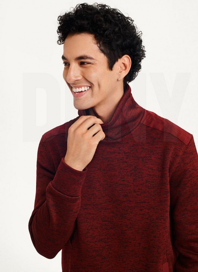 Red DKNY Funnel Neck Pullover Men's Sweatshirts | USA-D1898