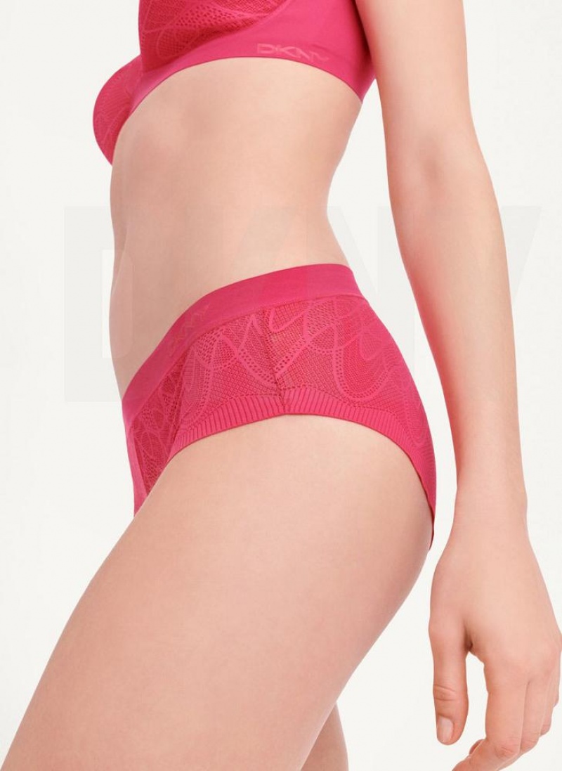 Red DKNY Lace Comfort Hipster Women's Panties | USA-D0111