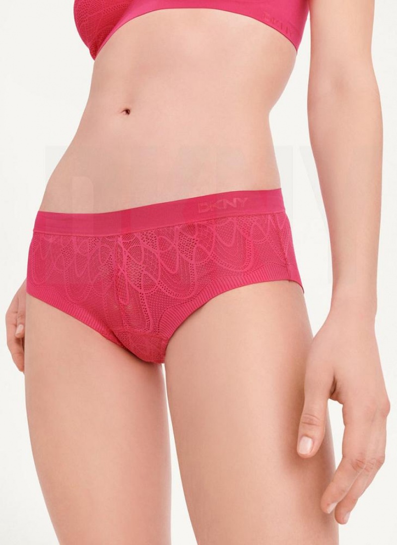 Red DKNY Lace Comfort Hipster Women's Panties | USA-D0111