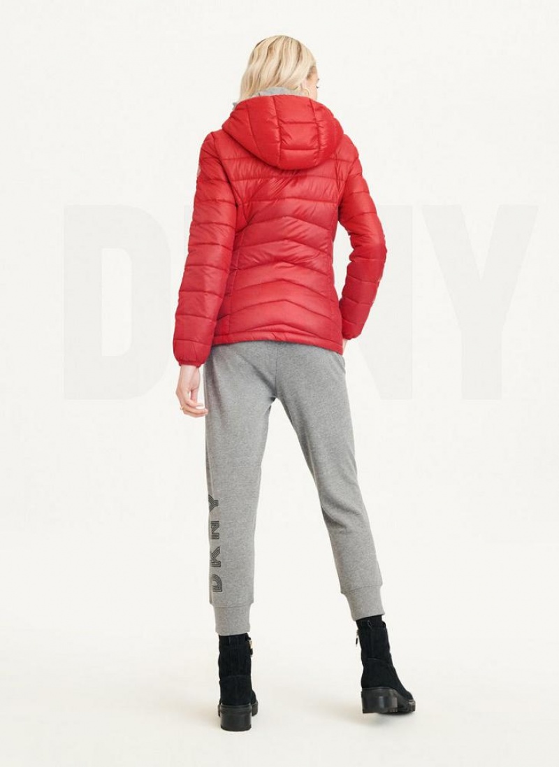 Red DKNY Packable Women's Puffer Jacket | USA-D0586