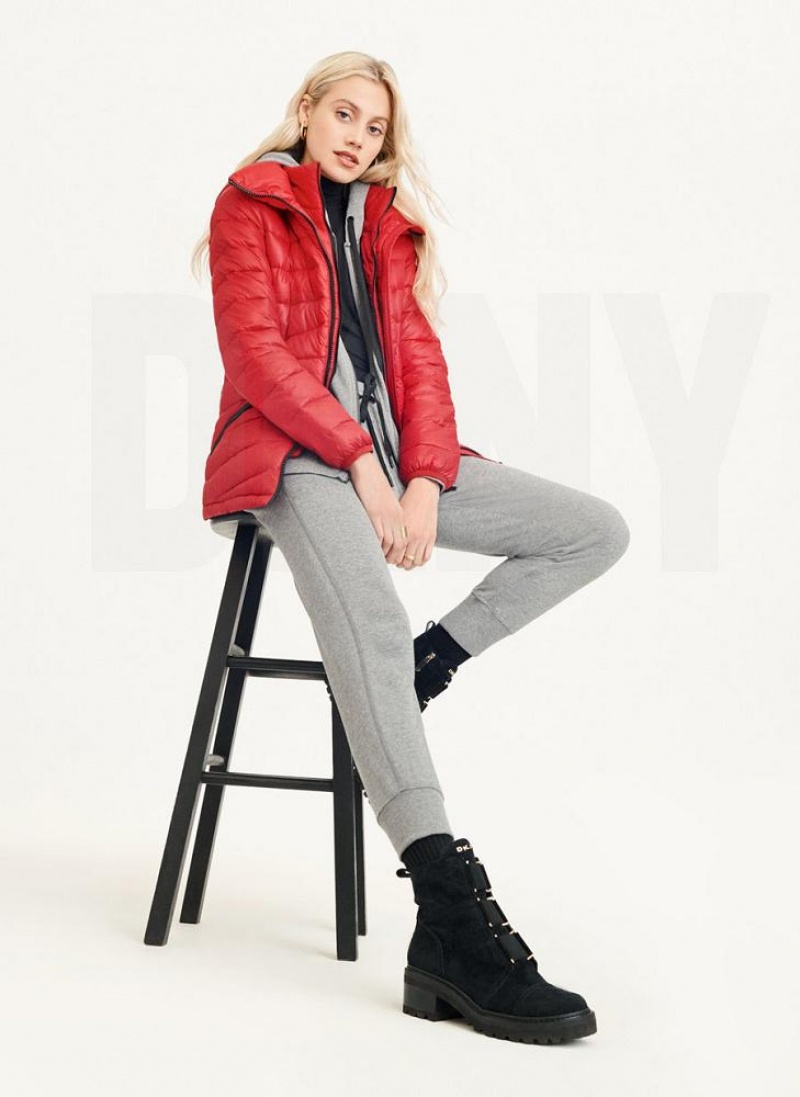 Red DKNY Packable Women's Puffer Jacket | USA-D0586