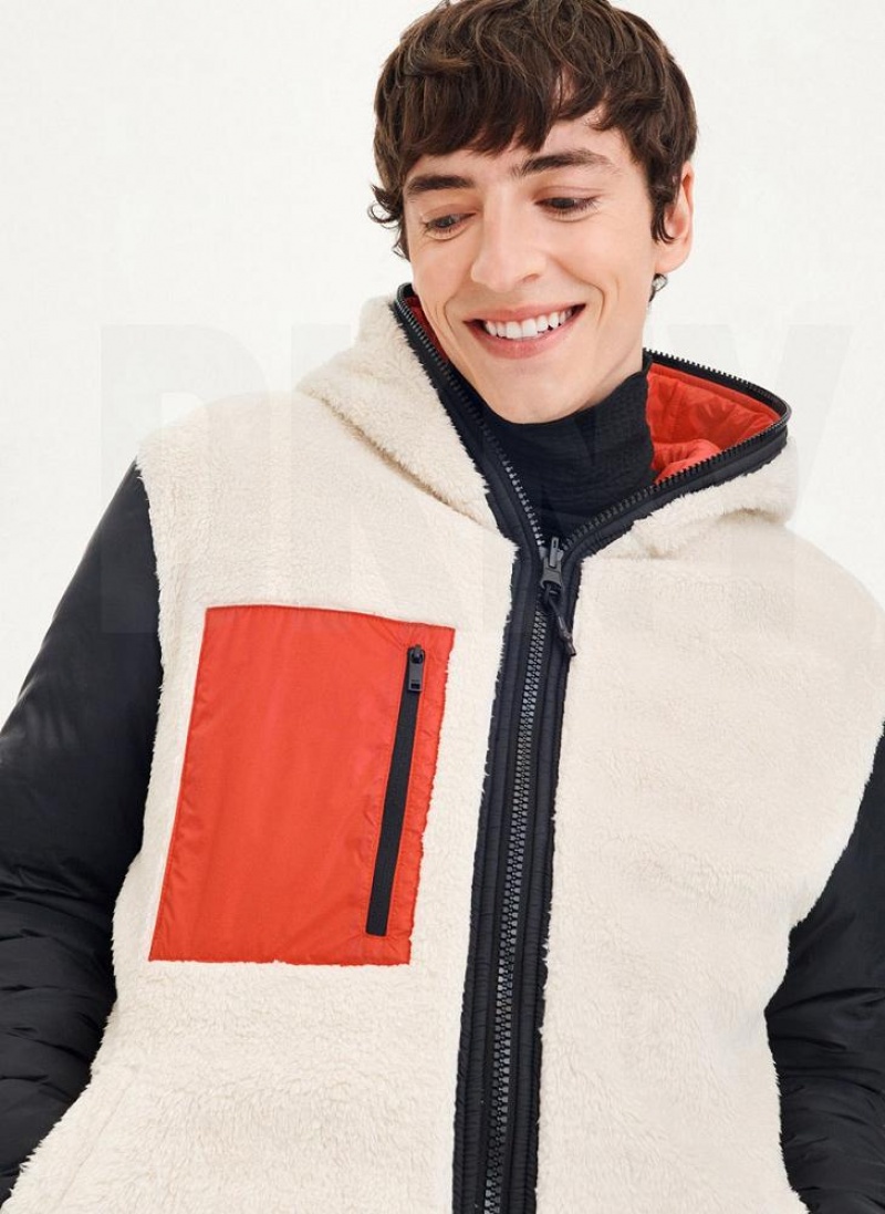 Red DKNY Quilted Reversible Sherpa Men's Jackets | USA-D0761