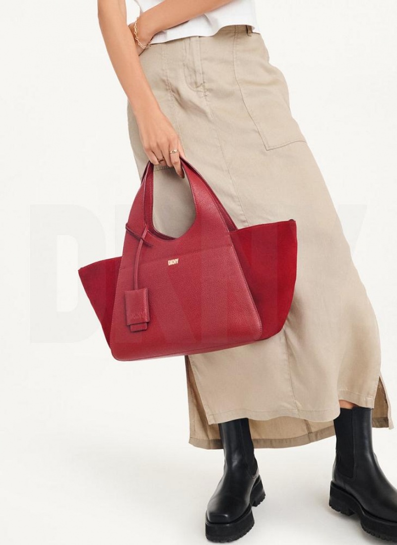 Red DKNY The Medium Effortless Bags Tote Bags | USA-D0504