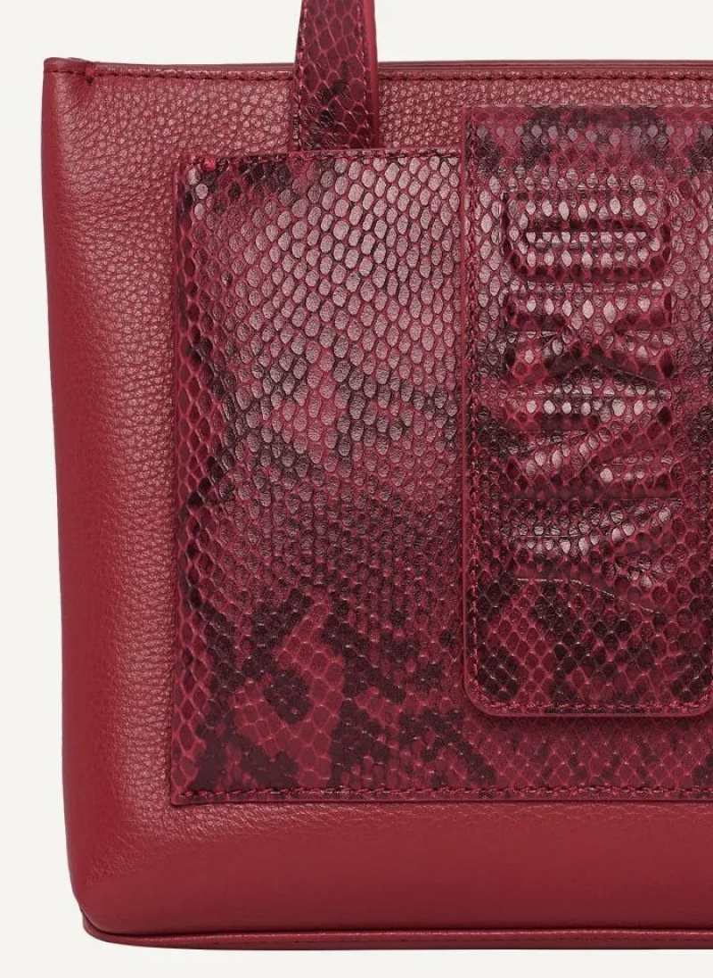 Red DKNY Uptown Exotic Leather Small Bags Tote Bags | USA-D1572