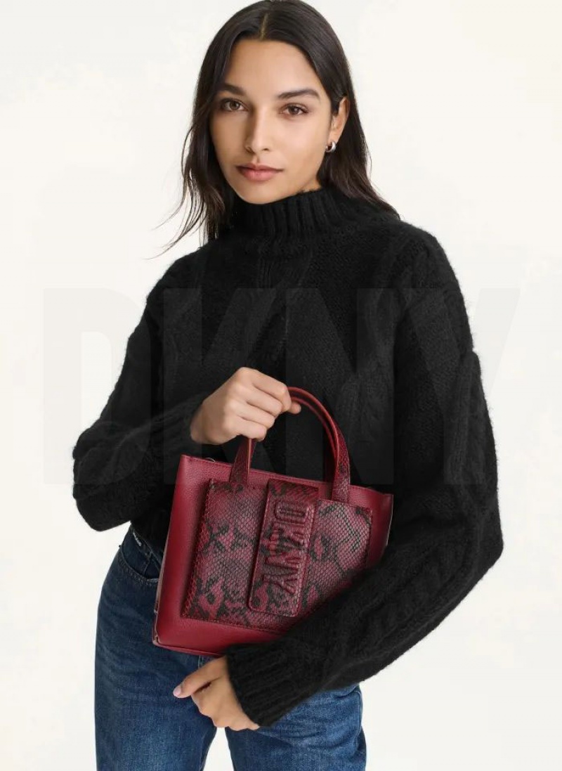 Red DKNY Uptown Exotic Leather Small Bags Tote Bags | USA-D1572