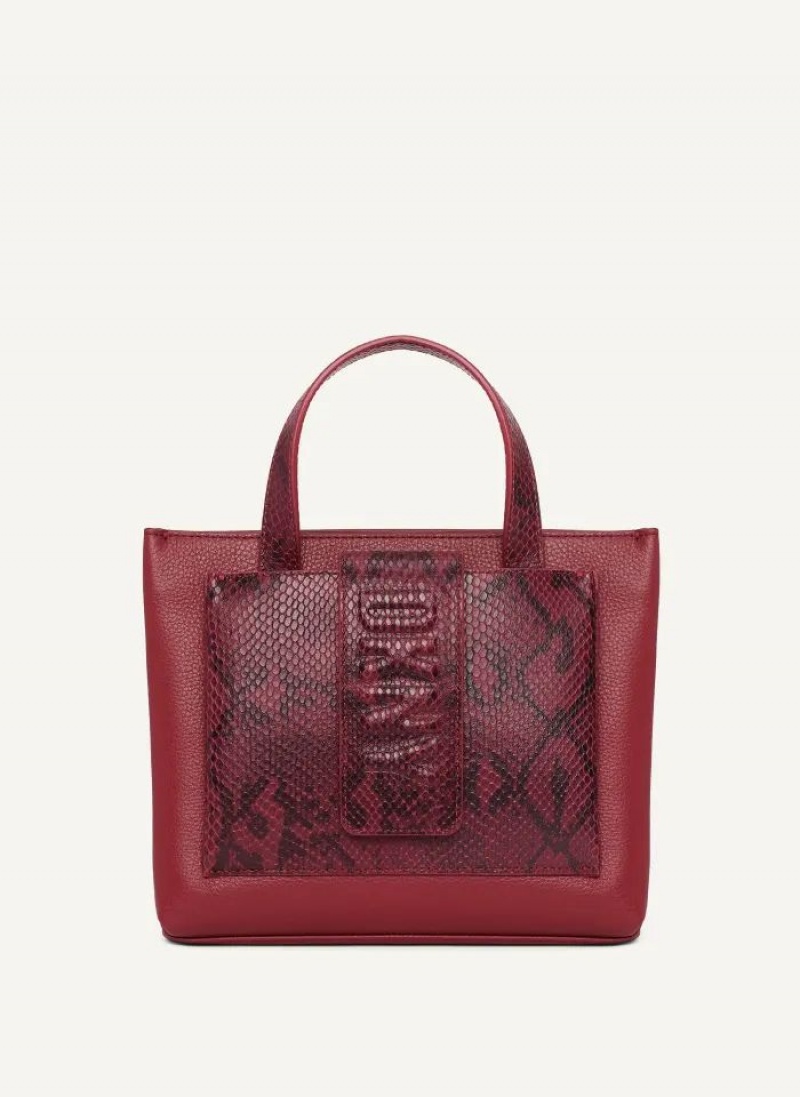 Red DKNY Uptown Exotic Leather Small Bags Tote Bags | USA-D1572