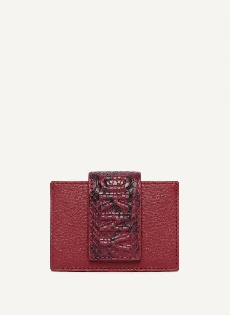 Red DKNY Uptown Leather Card Case Men\'s Wallets | USA-D0327