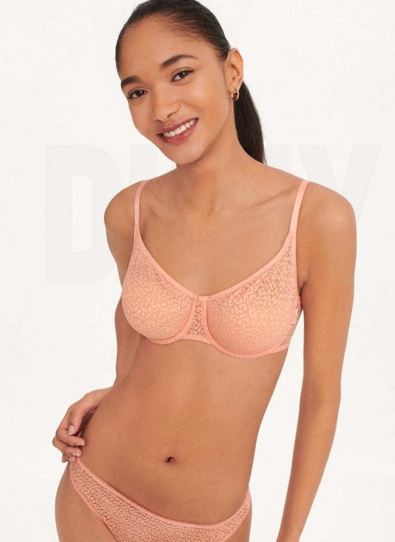 Rose DKNY Modern Lace Demi Women\'s Bras | USA-D0436