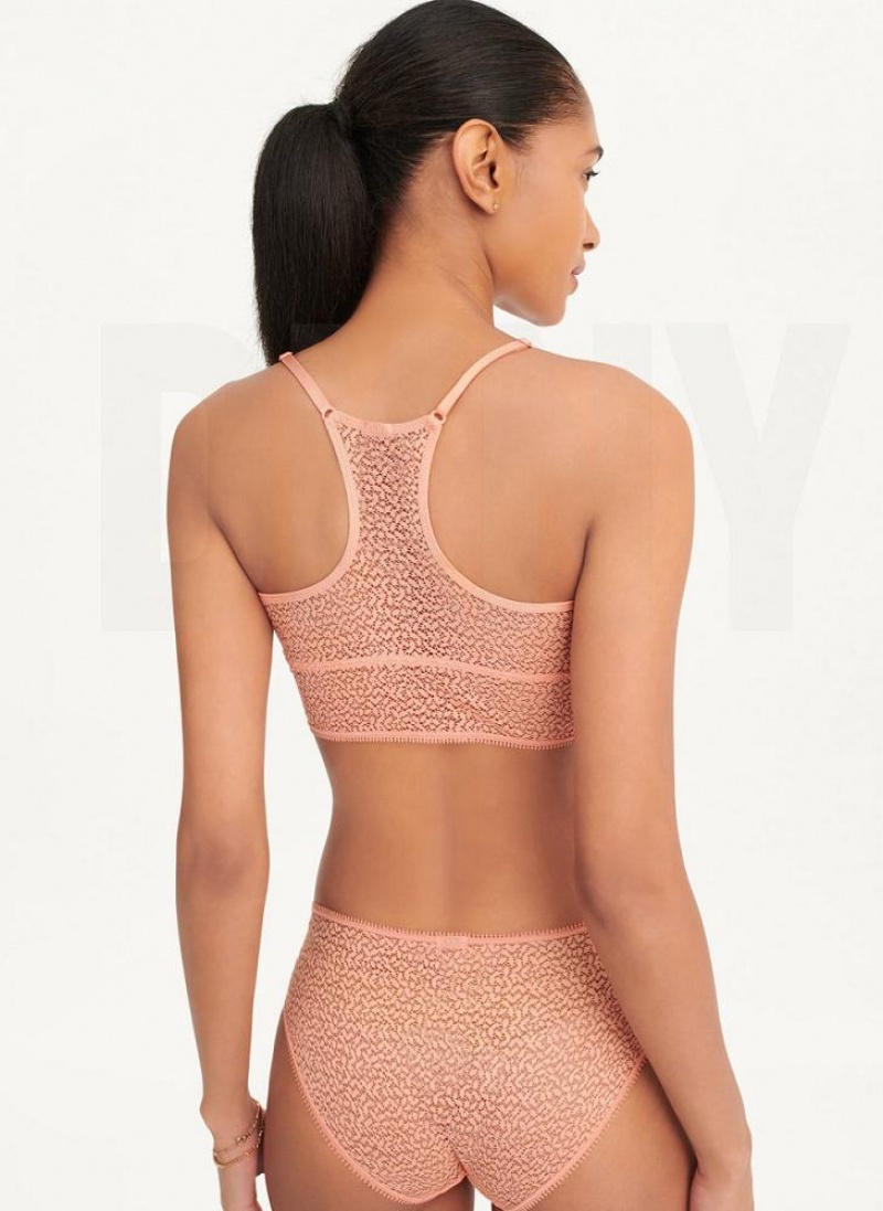 Rose DKNY Modern Lace Longline Racerback Women's Bralette | USA-D1003