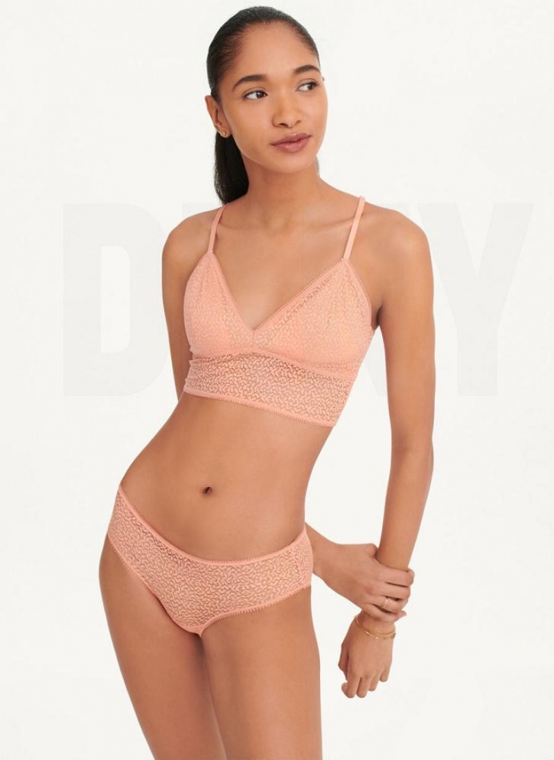 Rose DKNY Modern Lace Longline Racerback Women's Bralette | USA-D1003