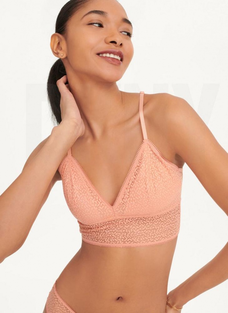 Rose DKNY Modern Lace Longline Racerback Women\'s Bralette | USA-D1003