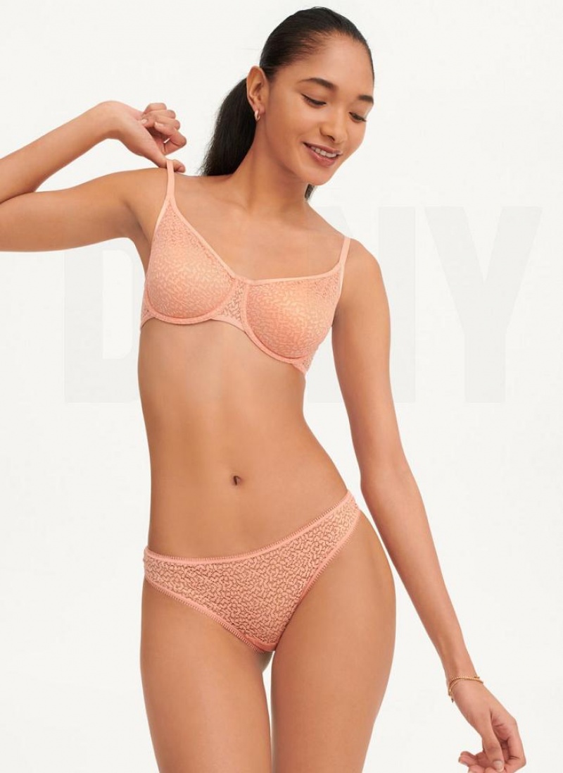 Rose DKNY Modern Lace Women's Thong | USA-D0373