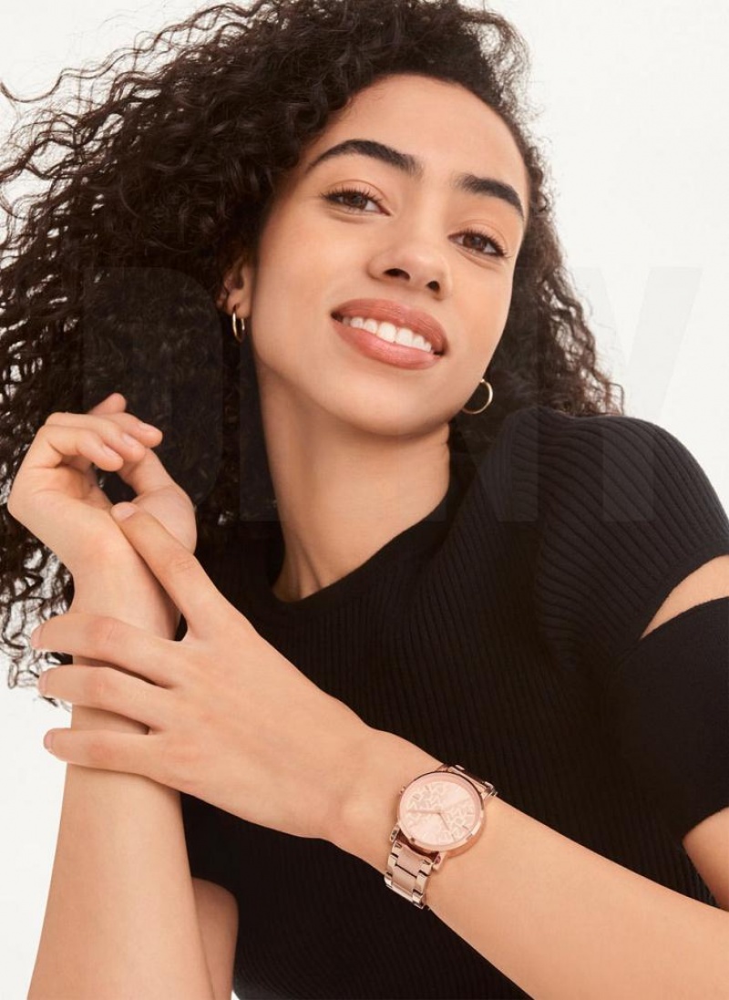 Rose Gold DKNY Soho Logo Face Women's Watches | USA-D0173