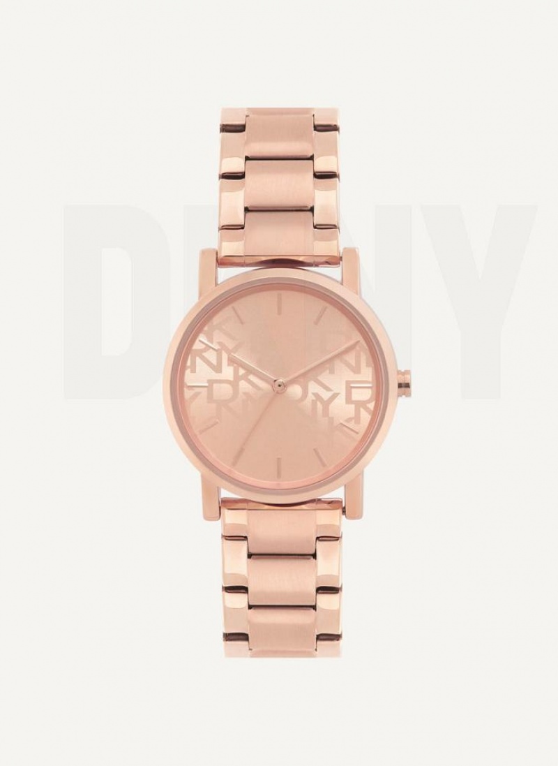 Rose Gold DKNY Soho Logo Face Women\'s Watches | USA-D0173