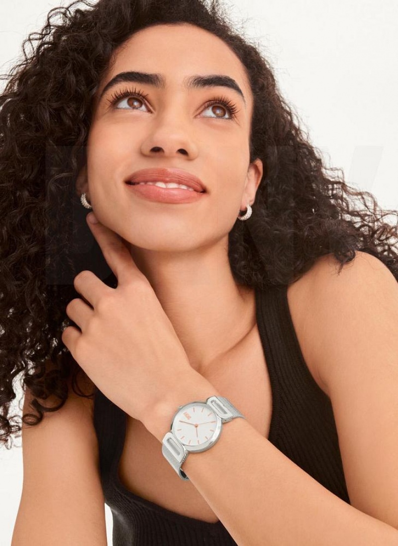 Silver DKNY Downtown Mesh Women's Watches | USA-D1147