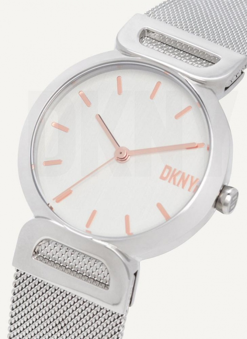 Silver DKNY Downtown Mesh Women's Watches | USA-D1147