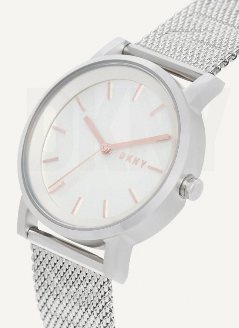 Silver DKNY Soho Logo Mesh Band Women's Watches | USA-D0496