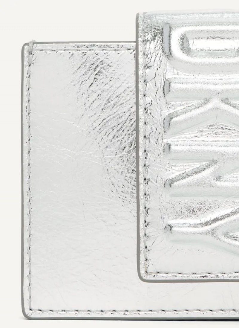 Silver DKNY Uptown Leather Card Case Bags Wallets | USA-D0644