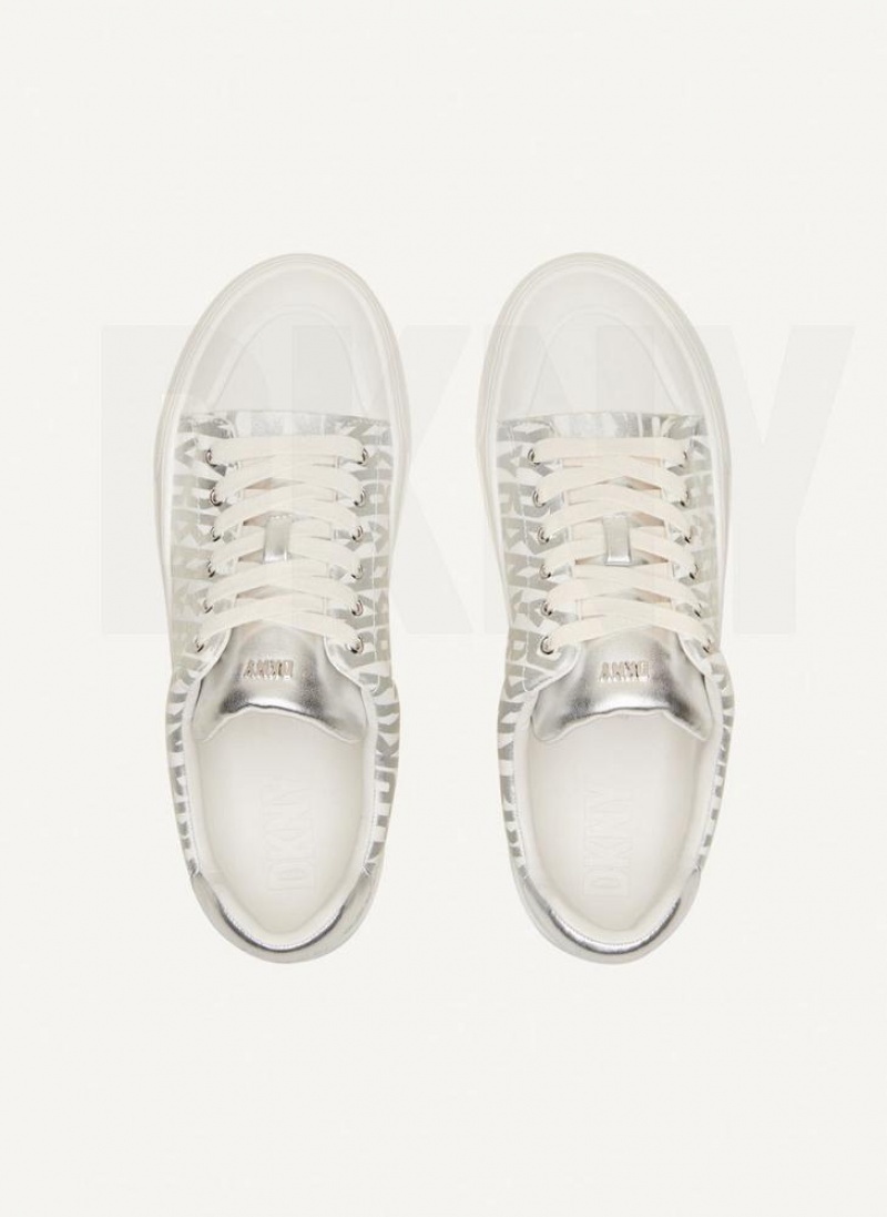 Silver DKNY York Lace Up Shoes Sneakers | USA-D0724