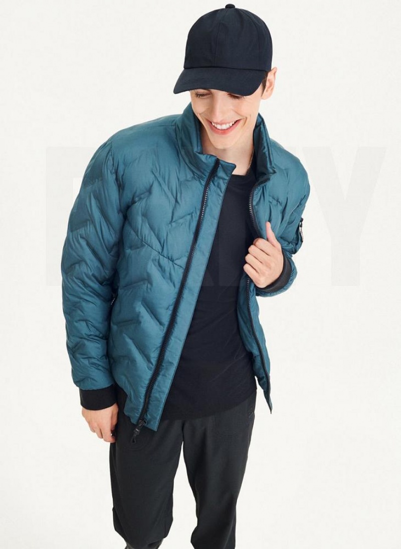 Turquoise DKNY Quilted Bomber Men's Jackets | USA-D1789