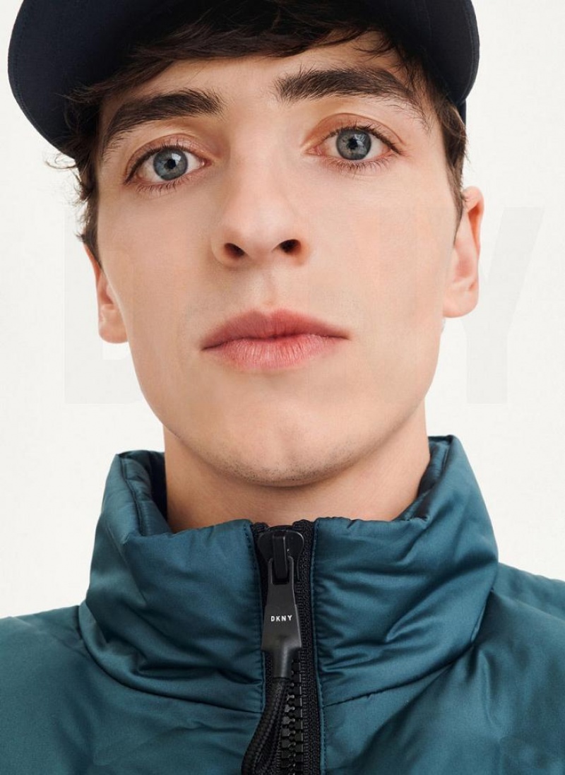 Turquoise DKNY Quilted Bomber Men's Jackets | USA-D1789