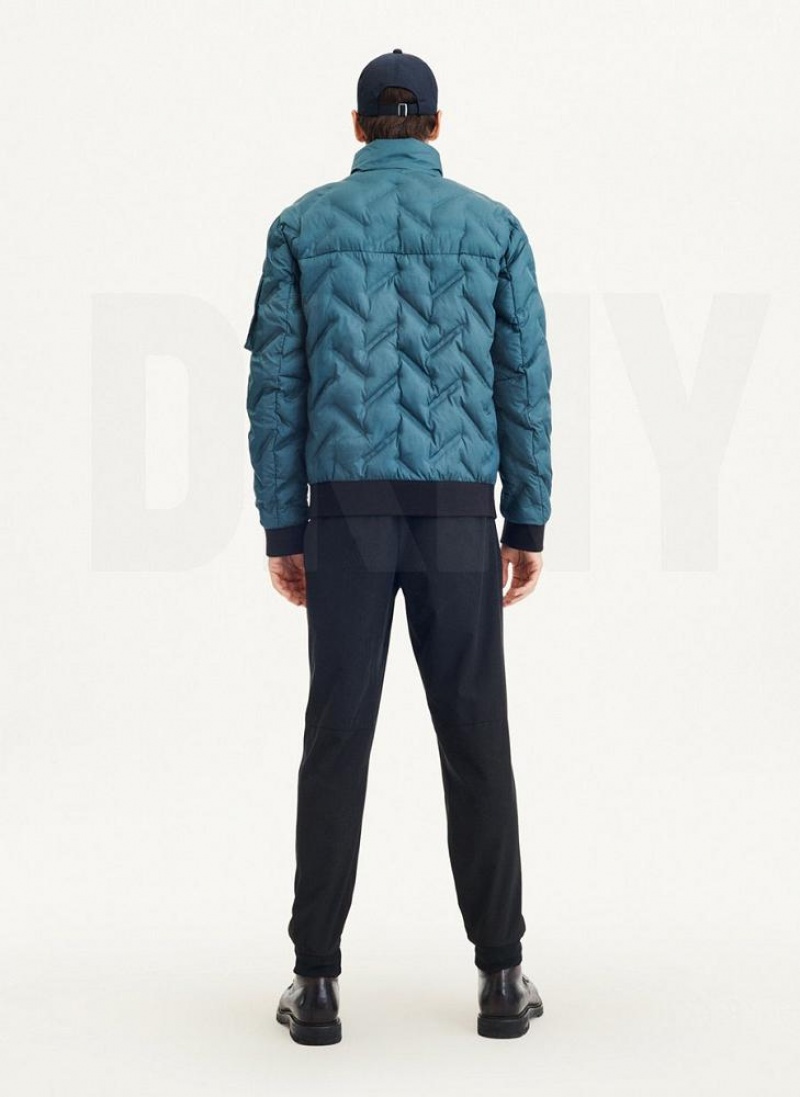 Turquoise DKNY Quilted Bomber Men's Jackets | USA-D1789