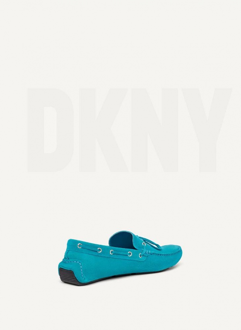 Turquoise DKNY Suede Driver Moccasin Men's Sneakers | USA-D1373