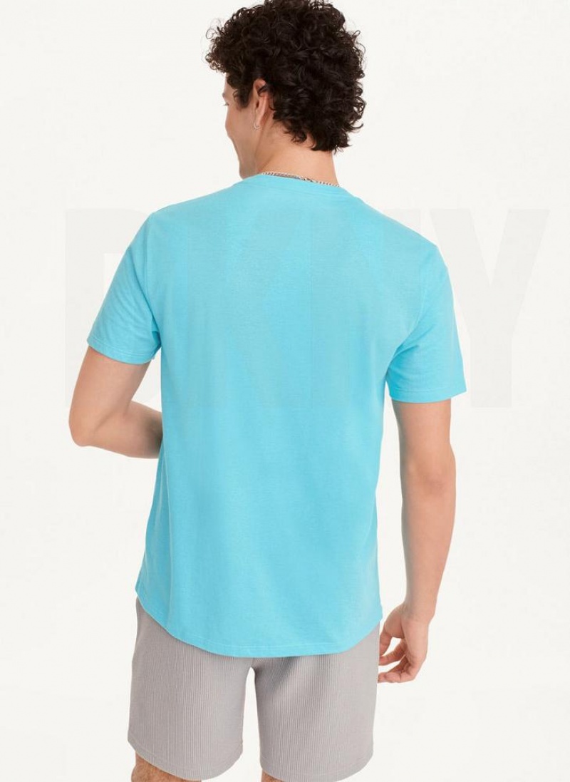 Turquoise DKNY Water Reflection Men's T Shirts | USA-D0261