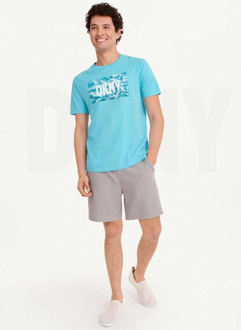 Turquoise DKNY Water Reflection Men's T Shirts | USA-D0261