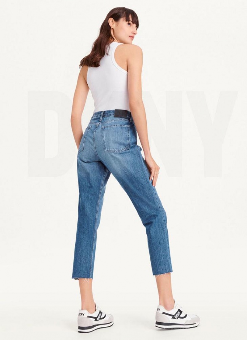 Wash DKNY Broome Cropped Distressed Women's Jeans | USA-D1313