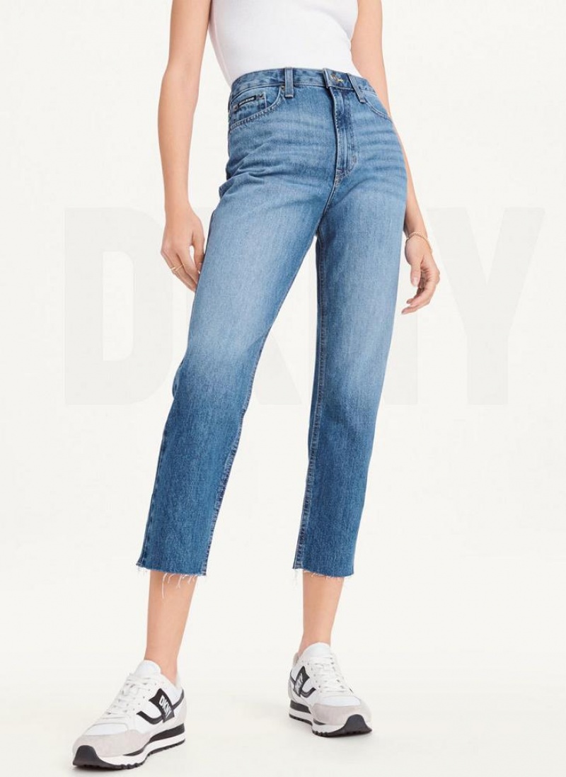 Wash DKNY Broome Cropped Distressed Women's Jeans | USA-D1313