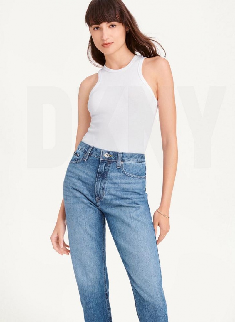 Wash DKNY Broome Cropped Distressed Women's Jeans | USA-D1313