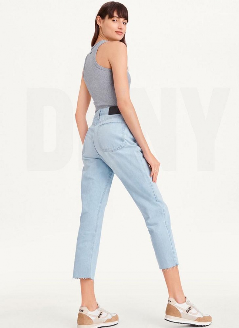 Wash DKNY Broome Cropped Distressed Women's Jeans | USA-D0197