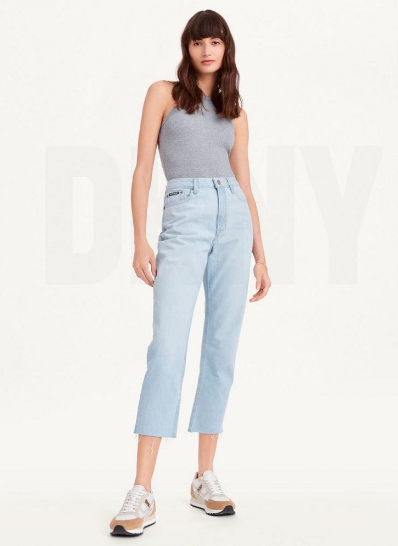 Wash DKNY Broome Cropped Distressed Women's Jeans | USA-D0197