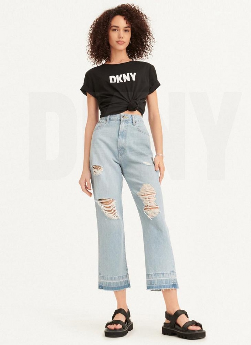 Wash DKNY Kent High Rise Distressed Women's Jeans | USA-D1460