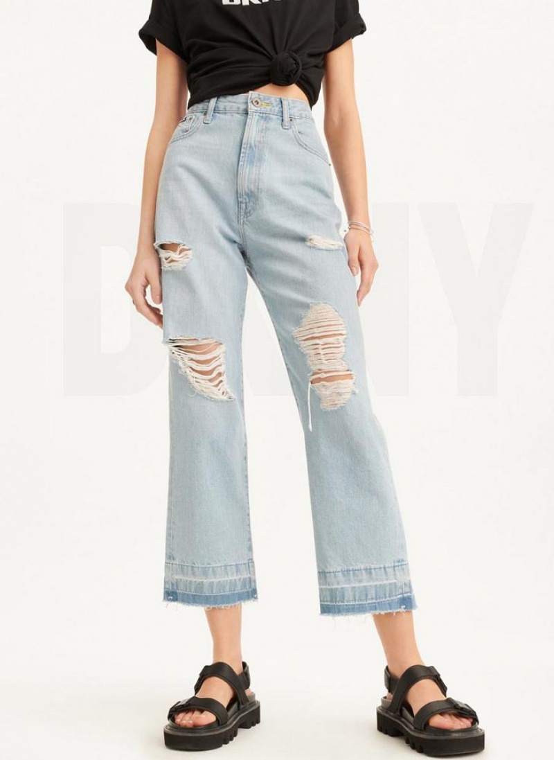 Wash DKNY Kent High Rise Distressed Women's Jeans | USA-D1460
