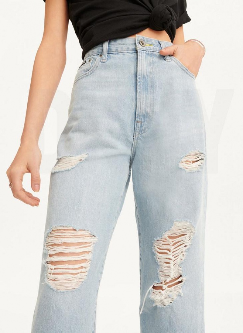 Wash DKNY Kent High Rise Distressed Women's Jeans | USA-D1460