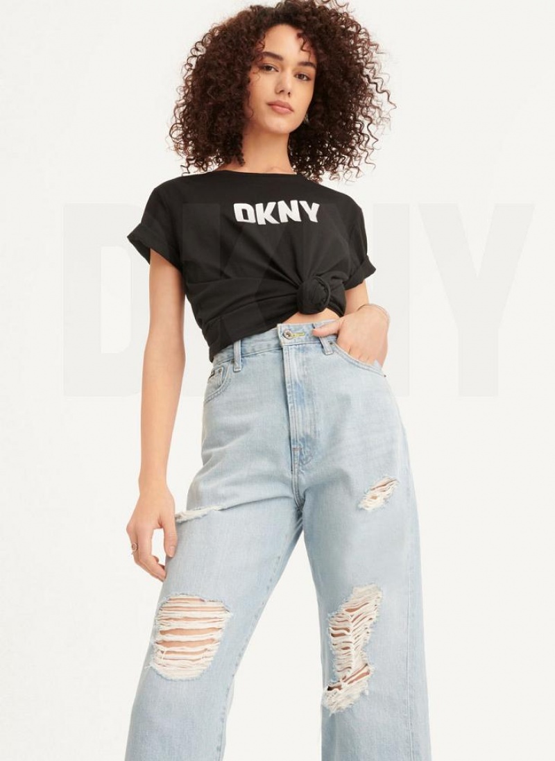 Wash DKNY Kent High Rise Distressed Women's Jeans | USA-D1460
