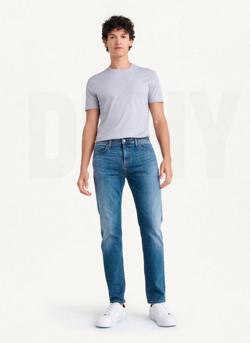 Wash DKNY Slim Straight Mid Wash Denim Men's Jeans | USA-D0953