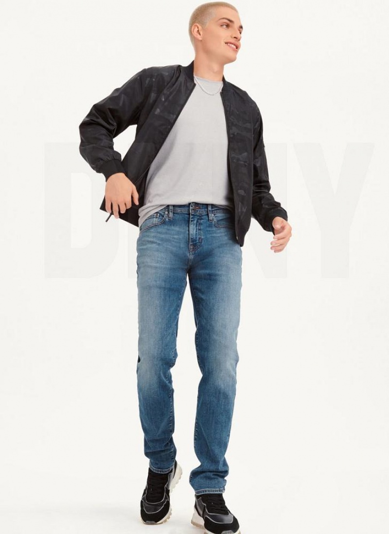 Wash DKNY Slim Straight Mid Wash Denim Men's Jeans | USA-D0953