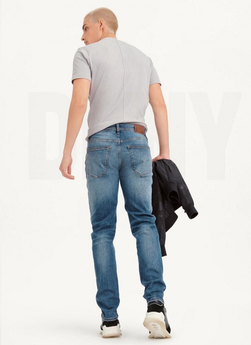 Wash DKNY Slim Straight Mid Wash Denim Men's Jeans | USA-D0953