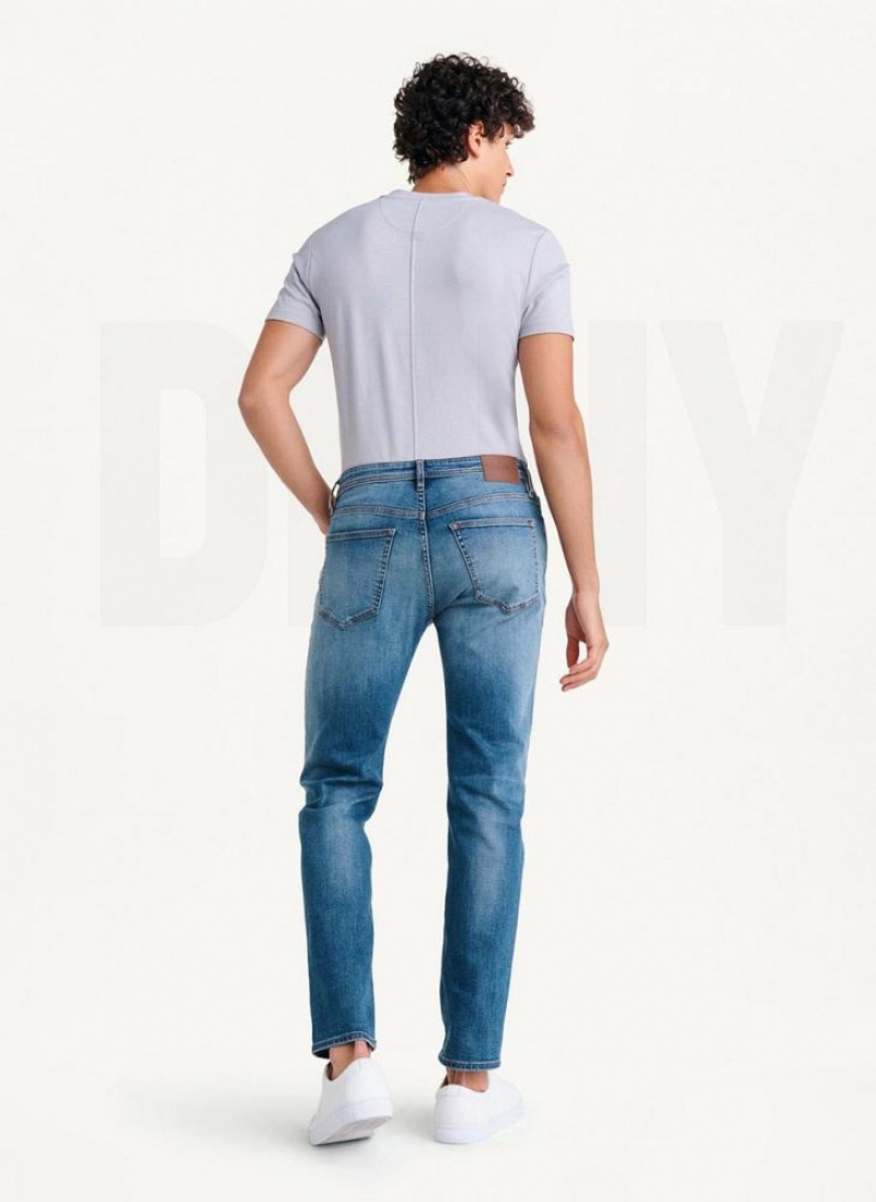 Wash DKNY Slim Straight Mid Wash Denim Men's Jeans | USA-D0953