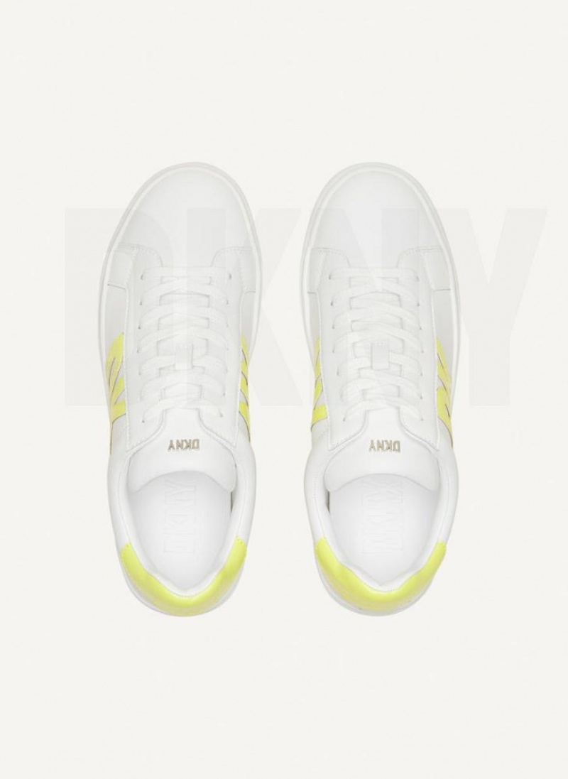 White DKNY Abeni Lace Up Shoes Sneakers | USA-D1508