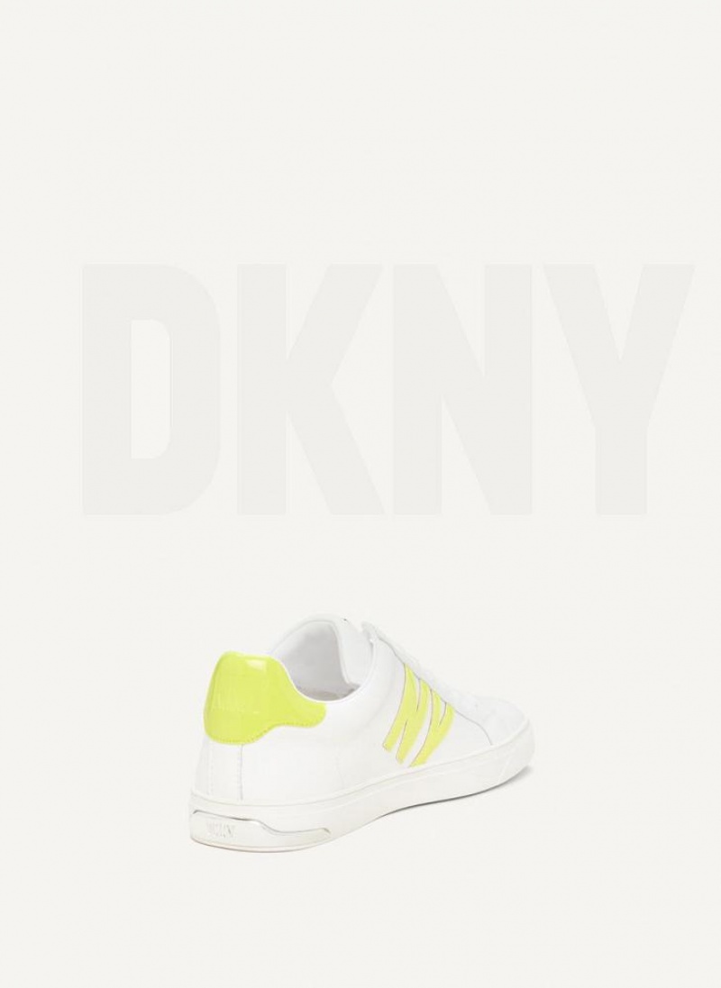 White DKNY Abeni Lace Up Shoes Sneakers | USA-D1508