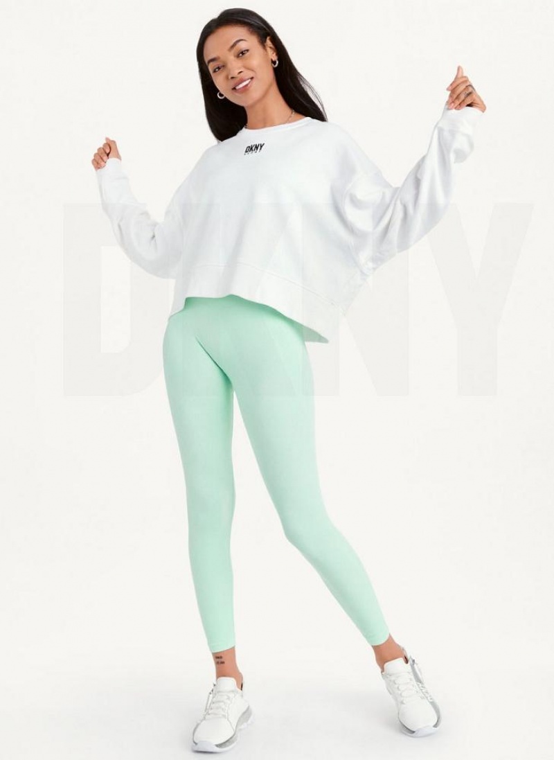 White DKNY Balance Oversized Crewneck Pullover Women's Sweatshirts | USA-D1872