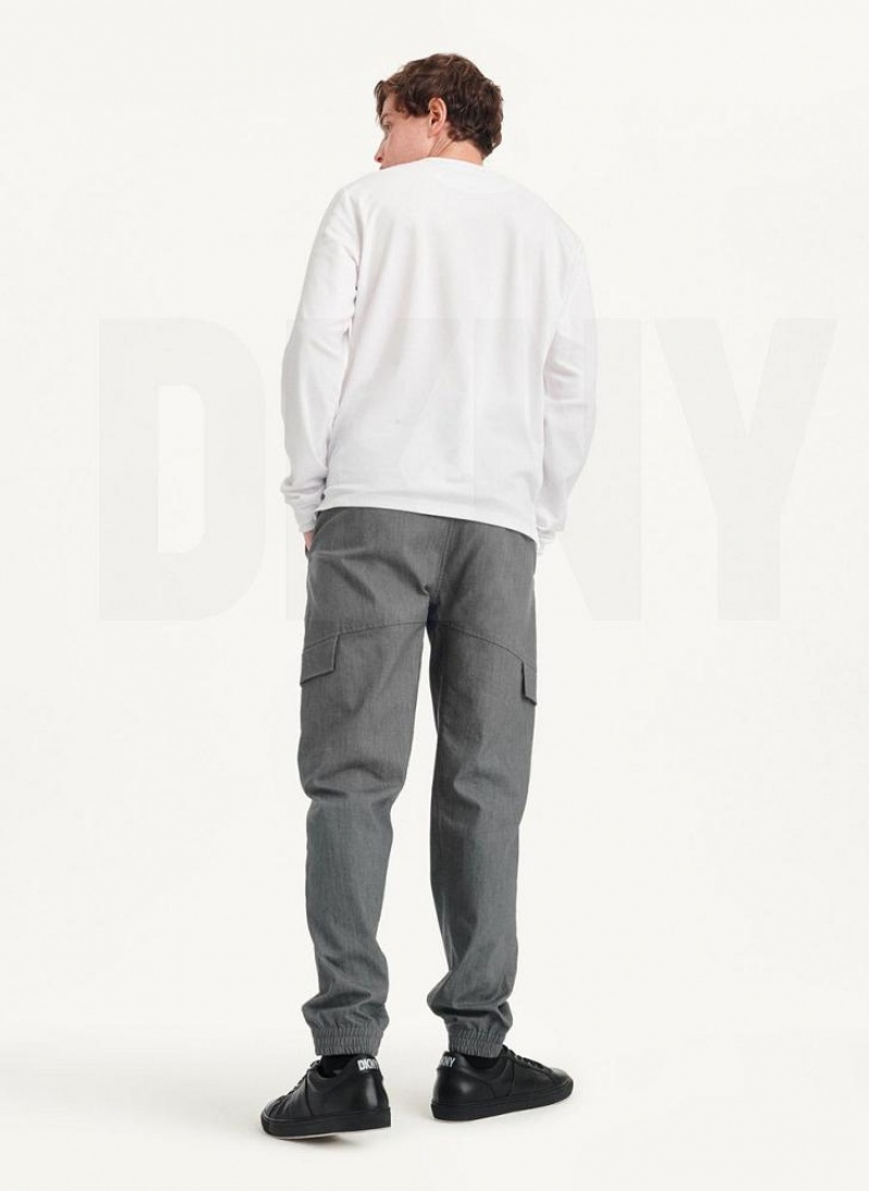 White DKNY Baselayer Henley Men's Sweatshirts | USA-D0823
