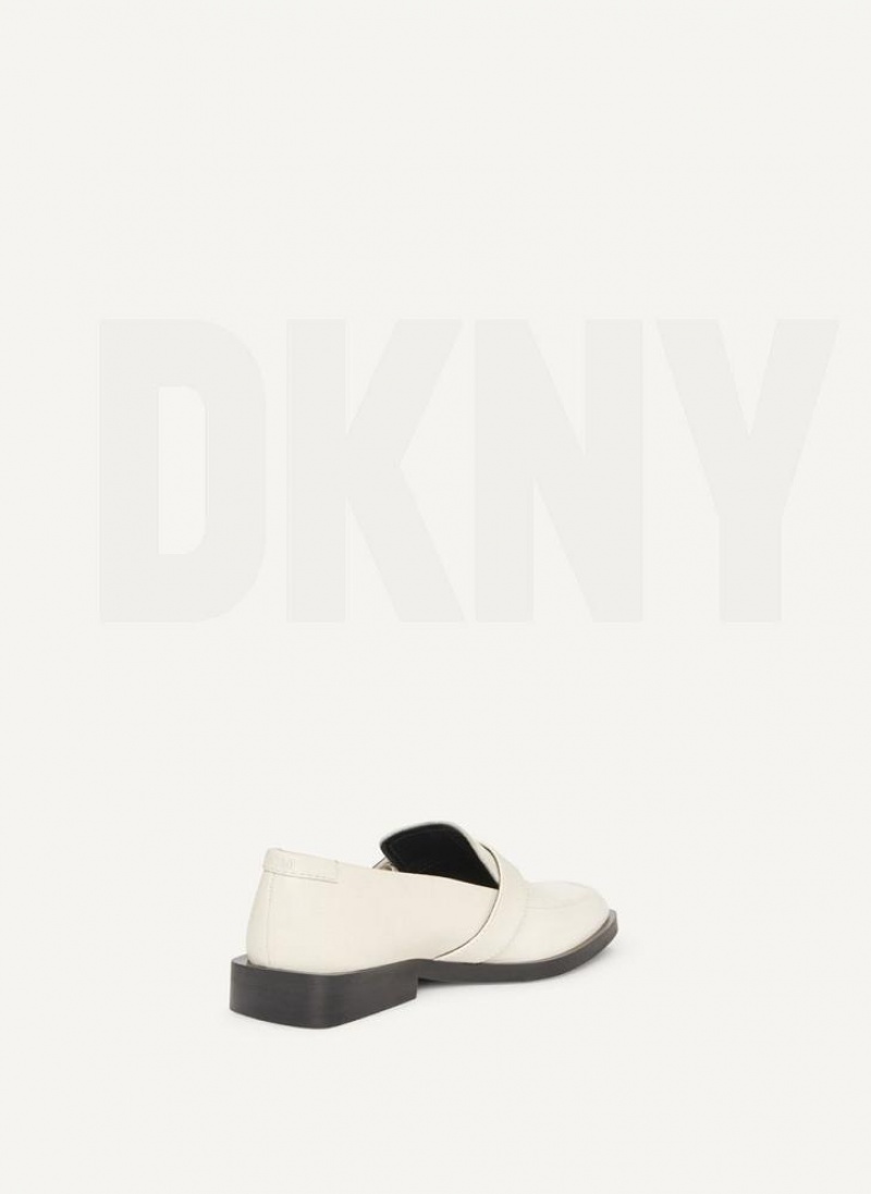 White DKNY Buckle Shoes Loafers | USA-D1879