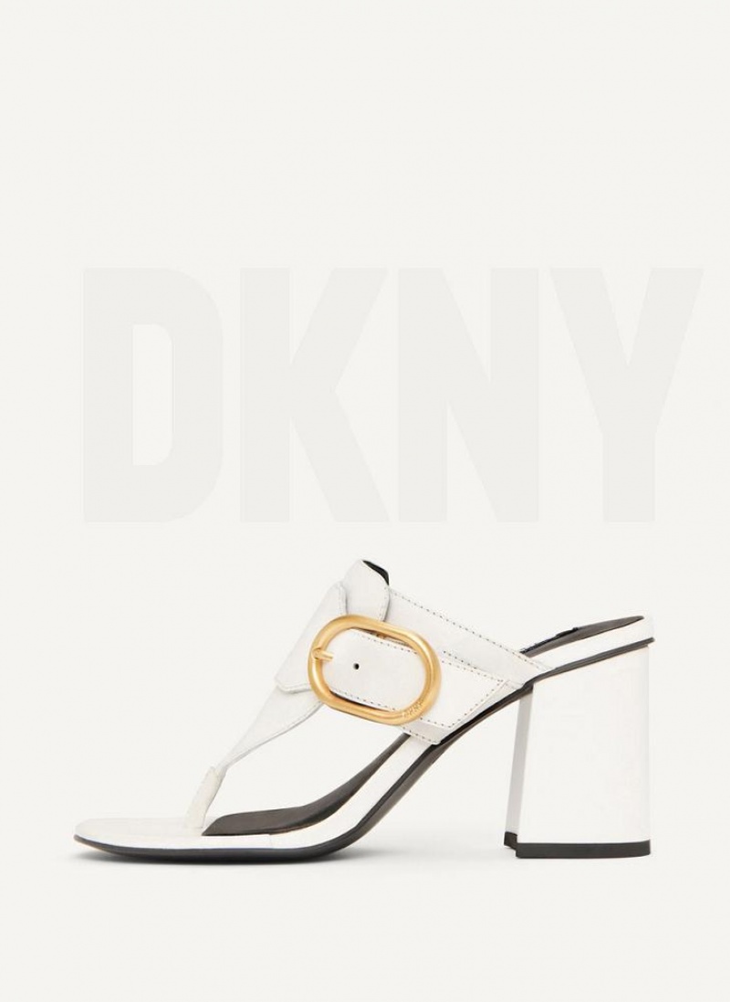 White DKNY Buckled Shoes Heels | USA-D1839