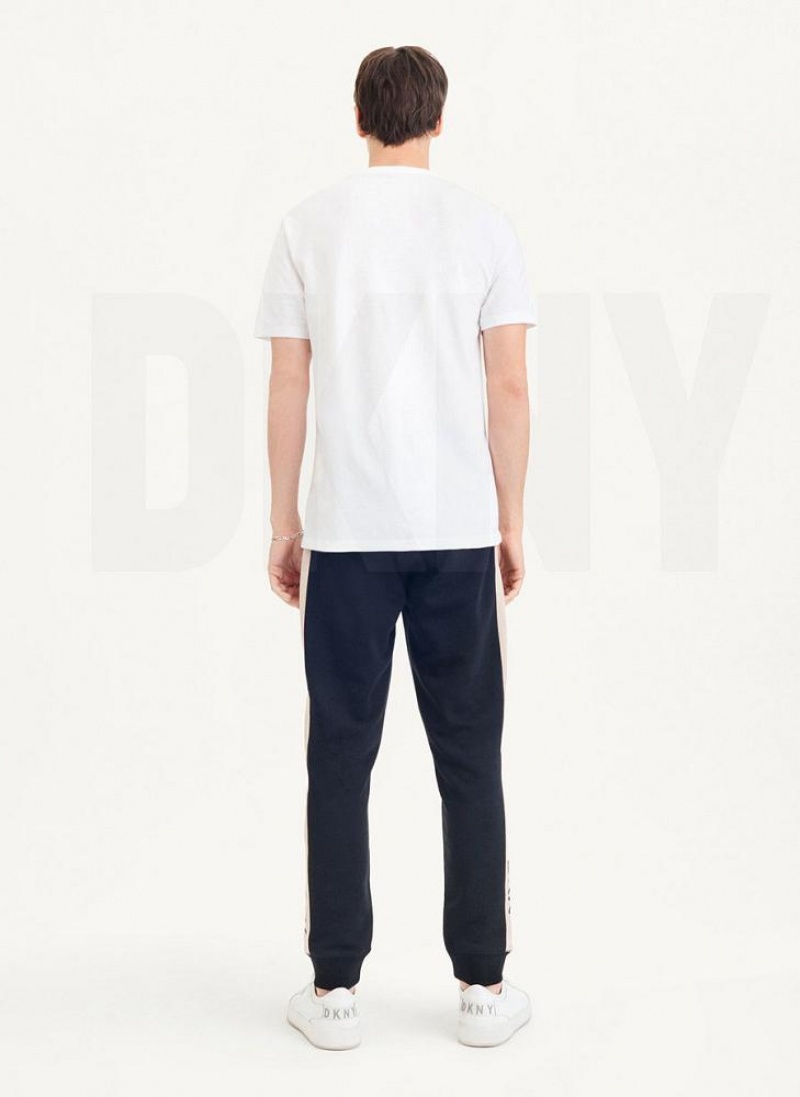 White DKNY Clean Front Logo Men's T Shirts | USA-D0263